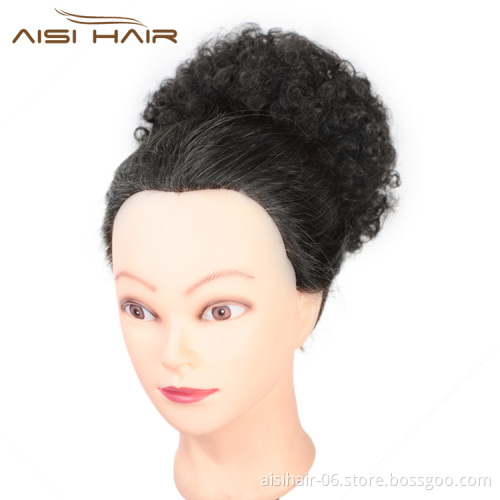 Aisi Hair Cheap Fluffy Curly Synthetic Hair Bun Color 2# Ponytail Puff Afro Short Curly Chignon Hair Extension For Black Women